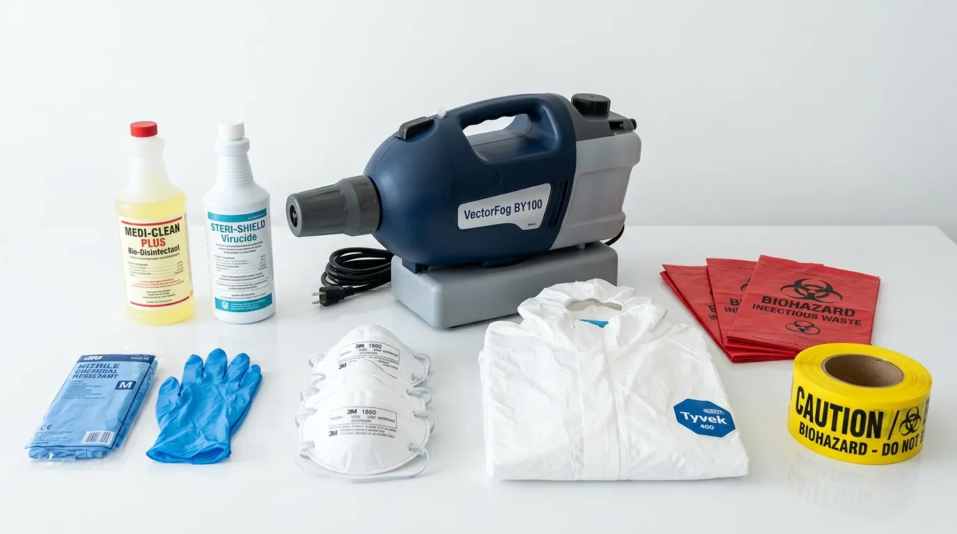 Professional biohazard remediation crew working in Wrentham